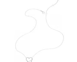 Naszyjnik z białego złota z diamentami - serca - 0,01 ct - próba 375