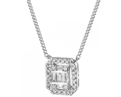 Naszyjnik z białego złota z diamentami - 0,14 ct - próba 585