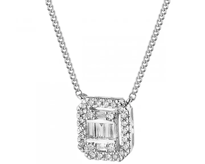 Naszyjnik z białego złota z diamentami - 0,14 ct - próba 585