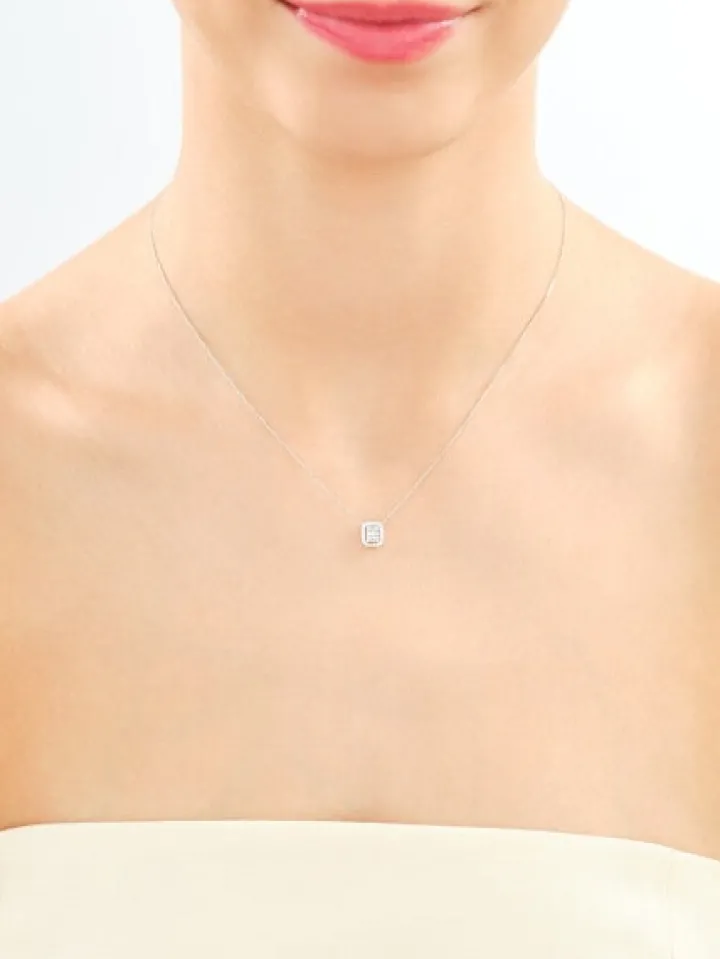 Naszyjnik z białego złota z diamentami - 0,14 ct - próba 585