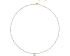 Naszyjnik z brylantami, perłami i elementami żółtego i białego złota - próba 585