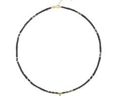 Naszyjnik z brylantem, labradorytami, agatami i elementami żółtego i białego złota - próba 375