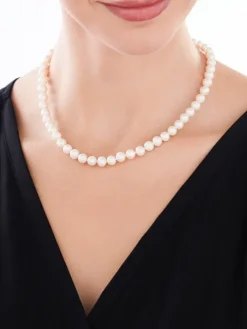 Naszyjnik z elementami z żółtego złota - perły