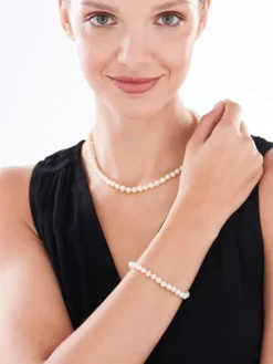 Naszyjnik z elementami z żółtego złota - perły