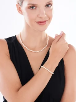 Naszyjnik z elementami z żółtego złota - perły