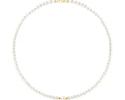 Naszyjnik z elementami z żółtego złota - perły