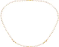 Naszyjnik z elementami z żółtego złota - perły