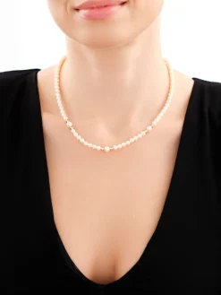 Naszyjnik z elementami z żółtego złota - perły