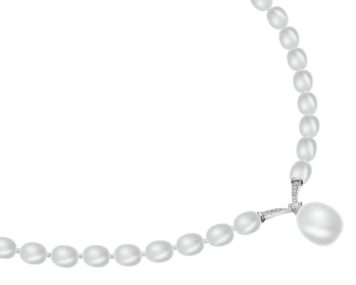 Naszyjnik z perłami, diamentami i elementami białego złota - próba 585