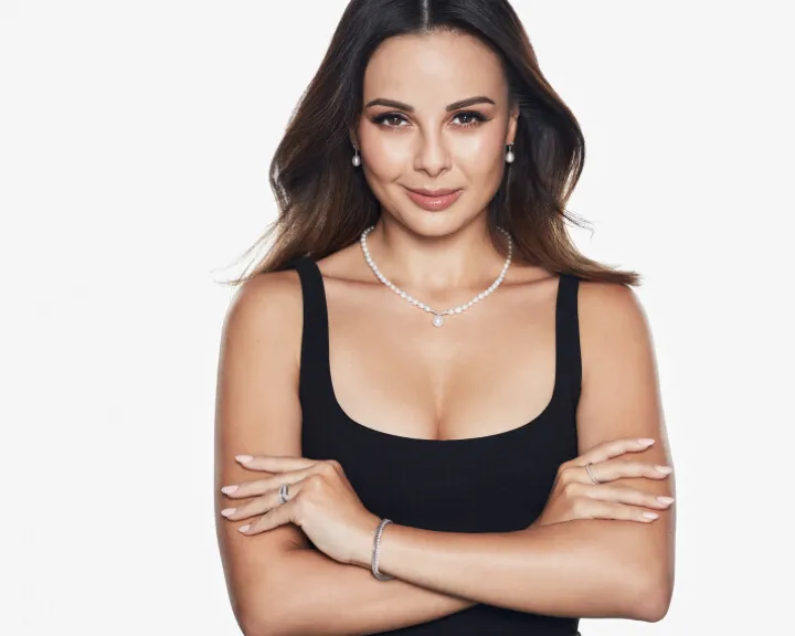 Naszyjnik z perłami, diamentami i elementami białego złota - próba 585