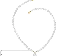 Naszyjnik z perłami, diamentami i elementami żółtego złota - próba 585