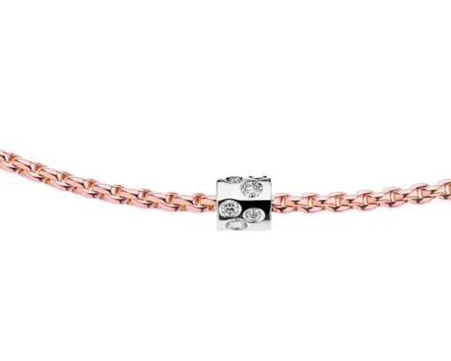 Naszyjnik z różowego i białego złota z brylantami - 43 cm - 0,17 ct - próba 750
