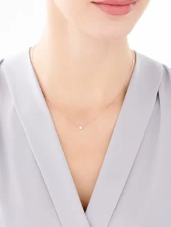 Naszyjnik z różowego i białego złota z brylantem - 0,05 ct - próba 585