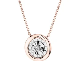 Naszyjnik z różowego i białego złota z brylantem - 0,03 ct - próba 585