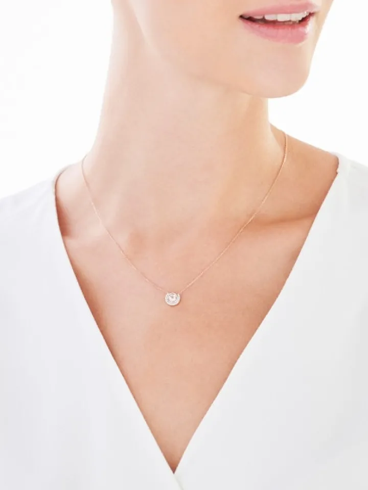 Naszyjnik z różowego złota z diamentami i morganitem - próba 375