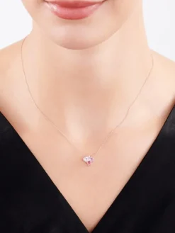 Naszyjnik z różowego złota z diamentem, turmalinem i ametystami - próba 375