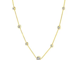 Naszyjnik z żółtego i białego złota z brylantami - 0,21 ct - próba 585