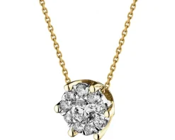 Naszyjnik z żółtego i białego złota z brylantami - 0,22 ct - próba 585