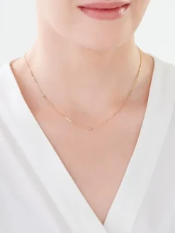 Naszyjnik z żółtego i białego złota z diamentem - 0,005 ct - próba 585