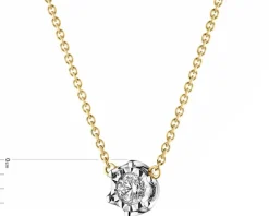 Naszyjnik z żółtego i białego złota z brylantem - 0,05 ct - próba 585