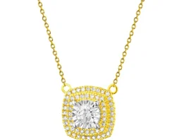 Naszyjnik z żółtego i białego złota z diamentami - 0,23 ct - próba 585