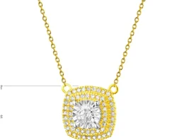 Naszyjnik z żółtego i białego złota z diamentami - 0,23 ct - próba 585