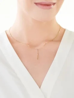 Naszyjnik z żółtego i białego złota z diamentem - 0,005 ct - próba 585