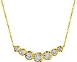 Naszyjnik z żółtego i białego złota z brylantami - 0,21 ct - próba 585