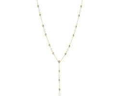 Naszyjnik z żółtego i białego złota z brylantem i perłami - próba 585