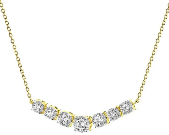 Naszyjnik z żółtego i białego złota z brylantami - 0,48 ct - próba 585