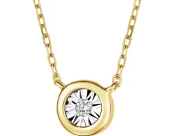 Naszyjnik z żółtego i białego złota z brylantem - 0,01 ct - próba 375