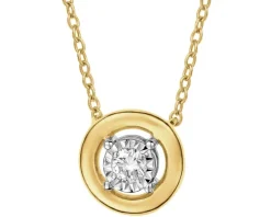 Naszyjnik z żółtego i białego złota z brylantem - 0,06 ct - próba 585