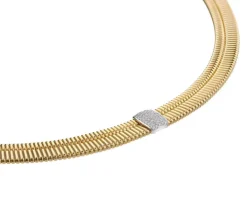 Naszyjnik z żółtego i białego złota z brylantami - 45 cm - 0,29 ct - próba 750