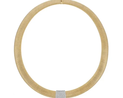 Naszyjnik z żółtego i białego złota z brylantami - 45 cm - 0,54 ct - próba 750