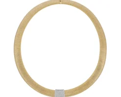 Naszyjnik z żółtego i białego złota z brylantami - 43 cm - 0,54 ct - próba 750