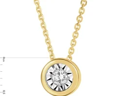 Naszyjnik z żółtego i białego złota z brylantem - 0,05 ct - próba 375