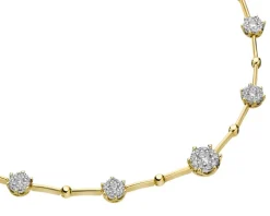 Naszyjnik z żółtego i białego złota z brylantami - 45 cm - 1,03 ct - próba 585