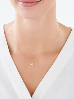 Naszyjnik z żółtego i białego złota z diamentami - 0,12 ct - próba 585