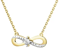Naszyjnik z żółtego i białego złota z diamentem - nieskończoność - 0,005 ct - próba 375