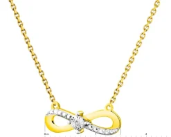 Naszyjnik z żółtego i białego złota z diamentem - nieskończoność - 0,005 ct - próba 375