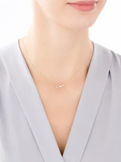 Naszyjnik z żółtego i białego złota z diamentem - nieskończoność - 0,005 ct - próba 375