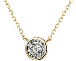 Naszyjnik z żółtego i białego złota z brylantem - 0,08 ct - próba 585