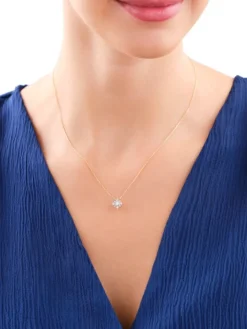 Naszyjnik z żółtego i białego złota z diamentami - 0,08 ct - próba 585