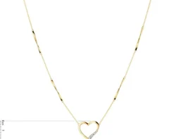Naszyjnik z żółtego złota diamentami - serce - 0,01 ct - próba 375