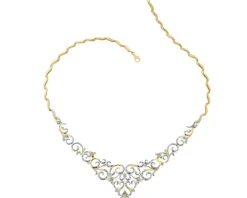 Naszyjnik z żółtego złota z brylantami - 45 cm, - 0,75 ct - próba 585