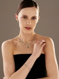 Naszyjnik z żółtego złota z brylantami i szmaragdami - próba 585