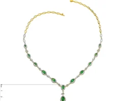Naszyjnik z żółtego złota z brylantami i szmaragdami - próba 585