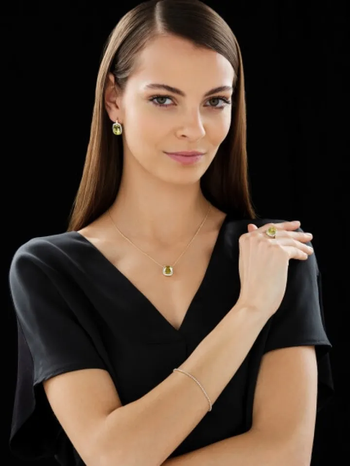 Naszyjnik z żółtego złota z brylantami i kwarcem Lemon - próba 585