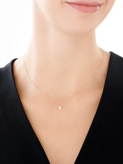 Naszyjnik z żółtego złota z brylantem - 0,14 ct - próba 585