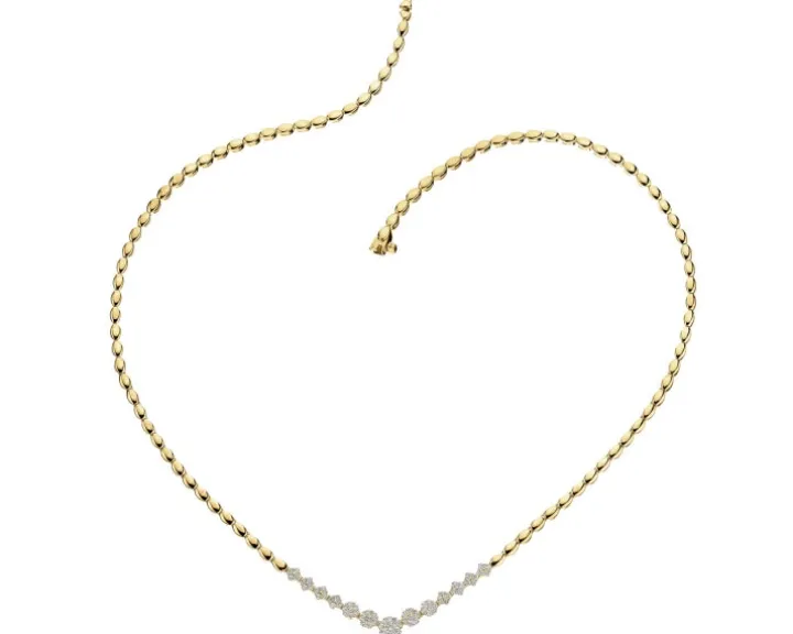 Naszyjnik z żółtego złota z brylantami - 0,85 ct - próba 585